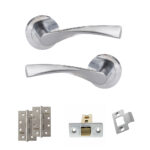 Eco Aqua Door Handle Pack (Latch Set - 3" CE Latch, 4" Slim Knuckle Hinges x2) - Satin Chrome