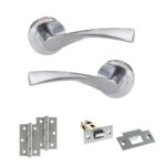 Eco Aqua Door Handle Pack (Latch Set - 2.5" Latch, 3" Hinges x2) - Satin Chrome