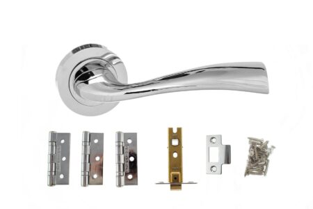 Atlantic Wave Door Pack Bundle (3" Latch, 3"x2" Hingesx3) - Polished Chrome