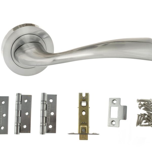 Atlantic Wave Door Pack Bundle (3" Latch, 3"x2" Hingesx3) - Satin Chrome