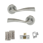 Eco Wave Door Handle Pack (Latch Set - 2.5" CE Latch, 4" Slim Knuckle Hinges x2) - Polished Chrome