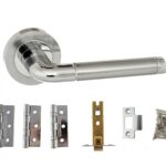Atlantic Ocean Door Pack Bundle (3" Latch, 3"x2" Hingesx3) - Satin Chrome/Polished Chrome