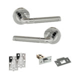 Eco Ocean Door Handle Pack (Latch Set - 2.5" Latch, 3" Hinges x2) - Satin Chrome/Polished Chrome