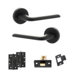 Eco Surf Door Handle Pack (Latch Set - 2.5" CE Latch, 4" Slim Knuckle Hinges x2) - Matt Black