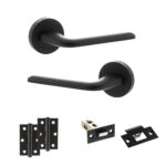 Eco Surf Door Handle Pack (Latch Set - 2.5" Latch, 3" Hinges x2) - Matt Black