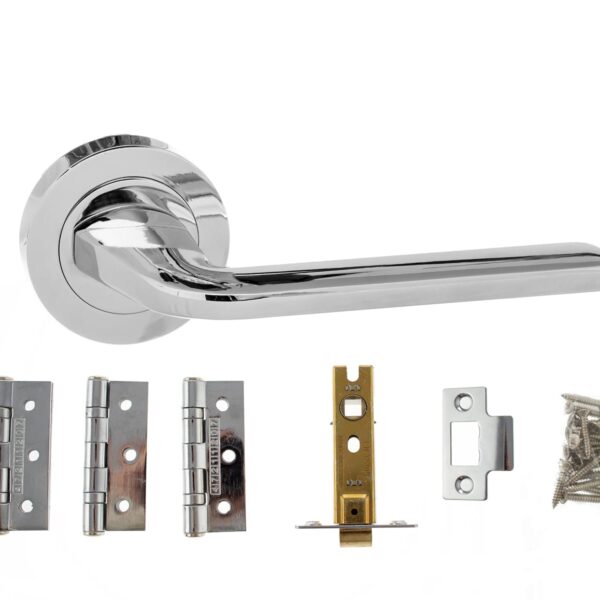 Atlantic Surf Door Pack Bundle (2.5" Latch, 3"x2" Hingesx3) - Polished Chrome
