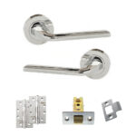Eco Surf Door Handle Pack (Latch Set - 2.5" CE Latch, 4" Slim Knuckle Hinges x2) - Polished Chrome
