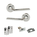 Eco Surf Door Handle Pack (Latch Set - 2.5" Latch, 3" Hinges x2) - Polished Chrome