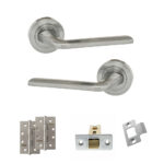 Eco Surf Door Handle Pack (Latch Set - 3" CE Latch, 4" Slim Knuckle Hinges x2) - Satin Chrome