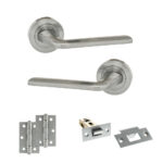 Eco Surf Door Handle Pack (Latch Set - 2.5" Latch, 3" Hinges x2) - Satin Chrome