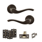 Atlantic Old English Warwick Door Handle Pack (Latch Set - 2.5" CE Latch, 3" Fire Rated Hinges x3) - Urban Dark Bronze