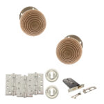 Atlantic Old English Bridlington Door Knob Pack (Lock Set - Horizontal Sashlock, 4" Fire Rated Hinges x3) - Satin Nickel