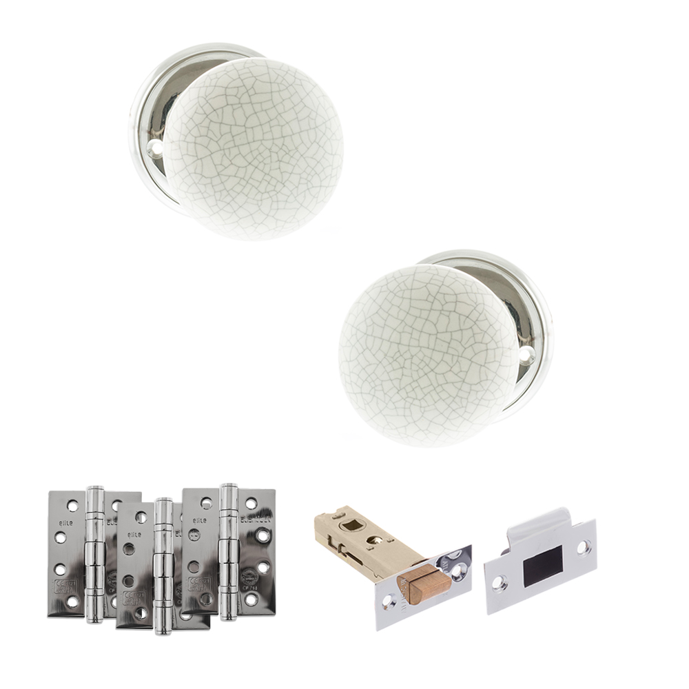 ADPOE59CMKWHPC56_OLD-ENGLISH-SKIPTON-POLISHED-CHROME.jpg Atlantic Old English Skipton Door Knob Pack (Latch Set - 3" HD Latch, 4" Fire Rated Hinges x3) - Polished Chrome - Image 1
