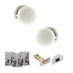 Atlantic Old English Skipton Door Knob Pack (Latch Set - 4" HD Latch, 4" Fire Rated Hinges x3) - Polished Chrome