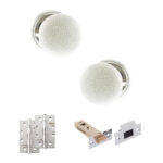 Atlantic Old English Skipton Door Knob Pack (Latch Set - 3" HD Latch, 4" Slim Knuckle Hinges x2) - Polished Chrome