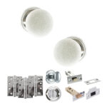Atlantic Old English Skipton Door Knob Pack (Bathroom Set - 4" Deadbolt, 4" Fire Rated Hinges x3) - Polished Chrome
