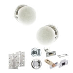 Atlantic Old English Skipton Door Knob Pack (Bathroom Set - 3" Deadbolt, 4" Slim Knuckle Hinges x2) - Polished Chrome