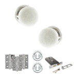 Atlantic Old English Skipton Door Knob Pack (Lock Set - Horizontal Sashlock, 3" Fire Rated Hinges x3) - Polished Chrome