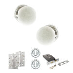 Atlantic Old English Skipton Door Knob Pack (Lock Set - Horizontal Sashlock, 4" Slim Knuckle Hinges x2) - Polished Chrome