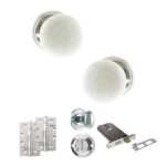 Atlantic Old English Skipton Door Knob Pack (Lock Set - Horizontal Bathlock, 4" Slim Knuckle Hinges x2) - Polished Chrome
