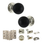 Atlantic Old English Whitby Door Knob Pack (Bathroom Set - 3" Deadbolt, 3" Fire Rated Hinges x3) - Polished Nickel