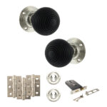 Atlantic Old English Whitby Door Knob Pack (Lock Set - Horizontal Sashlock, 3" Fire Rated Hinges x3) - Polished Nickel
