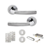 STATUS Nevada Door Handle Pack (3 Lever Lock Set - 3" CE Sashlock, 4" Slim Knuckle Hinges x2) - Polished Chrome