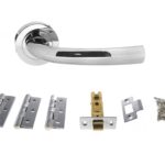 STATUS Nevada Door Handle Pack (Latch Set - 2.5" CE Latch, 3" Fire Rated Hinges x3) - Polished Chrome