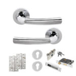 STATUS Nevada Door Handle Pack (Euro Lock Set - 3" CE Sashlock, 4" Slim Knuckle Hinges x2) - Polished Chrome