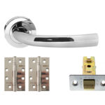 STATUS Nevada Door Handle Pack (Latch Set - 3" CE Latch, 4" Slim Knuckle Hinges x2) - Polished Chrome