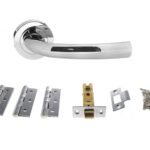 STATUS Nevada Door Handle Pack (Latch Set - 3" CE Latch, 3" Fire Rated Hinges x3) - Polished Chrome
