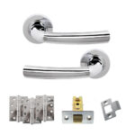 STATUS Nevada Door Handle Pack (Latch Set - 2.5" CE Latch, 4" Fire Rated Hinges x3) - Polished Chrome