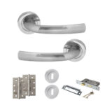 STATUS Nevada Door Handle Pack (3 Lever Lock Set - 3" CE Sashlock, 4" Slim Knuckle Hinges x2) - Satin Chrome