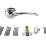 STATUS Arizona Door Handle Pack (Latch Set - 2.5" CE Latch, 3" Fire Rated Hinges x3) - Polished Chrome