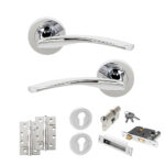 STATUS Arizona Door Handle Pack (Euro Lock Set - 3" CE Sashlock, 4" Slim Knuckle Hinges x2) - Polished Chrome