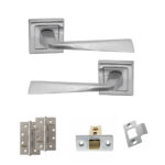 STATUS California Door Handle Pack (Latch Set - 3" CE Latch, 4" Slim Knuckle Hinges x2) - Satin Chrome