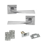 STATUS California Door Handle Pack (Latch Set - 2.5" Latch, 3" Hinges x2) - Satin Chrome