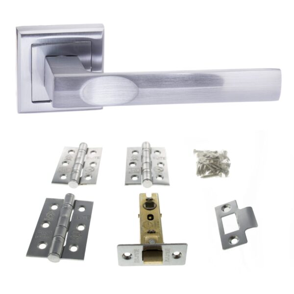 Atlantic Kansas Door Pack Bundle (2.5" Latch, 3"x2" Hingesx3) - Satin Chrome