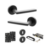 STATUS Alaska Door Handle Pack (3 Lever Lock Set - 3" CE Sashlock, 4" Slim Knuckle Hinges x2) - Matt Black