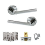Atlantic STATUS Nebraska Door Handle Pack (Latch Set - 3" CE Latch, 4" Fire Rated Hinges x3) - Polished Chrome