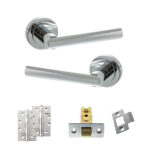 Atlantic STATUS Nebraska Door Handle Pack (Latch Set - 2.5" CE Latch, 4" Slim Knuckle Hinges x2) - Polished Chrome