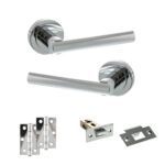 STATUS Nebraska Door Handle Pack (Latch Set - 2.5" Latch, 3" Hinges x2) - Polished Chrome