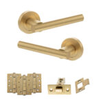 STATUS Nebraska Door Handle Pack (Latch Set - 3" CE Latch, 4" Fire Rated Hinges x3) - Satin Brass