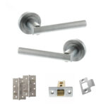 STATUS Nebraska Door Handle Pack (Latch Set - 2.5" CE Latch, 4" Slim Knuckle Hinges x2) - Satin Chrome