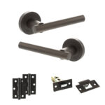STATUS Nebraska Door Handle Pack (Latch Set - 2.5" Latch, 3" Hinges x2) - Urban Dark Bronze
