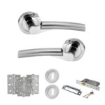 STATUS Florida Door Handle Pack (3 Lever Lock Set - 3" CE Sashlock, 3" Fire Rated Hinges x3) - Satin Chrome/Polished Chrome