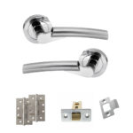 STATUS Florida Door Handle Pack (Latch Set - 2.5" CE Latch, 4" Slim Knuckle Hinges x2) - Satin Chrome/Polished Chrome