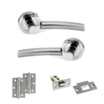 STATUS Florida Door Handle Pack (Latch Set - 2.5" Latch, 3" Hinges x2) - Satin Chrome/Polished Chrome