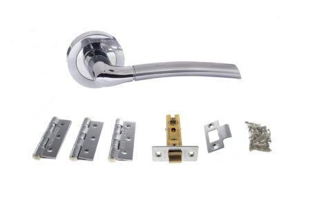 Atlantic Indiana Door Pack Bundle (2.5" Latch, 3"x2" Hingesx3) - Satin Chrome/Polished Chrome
