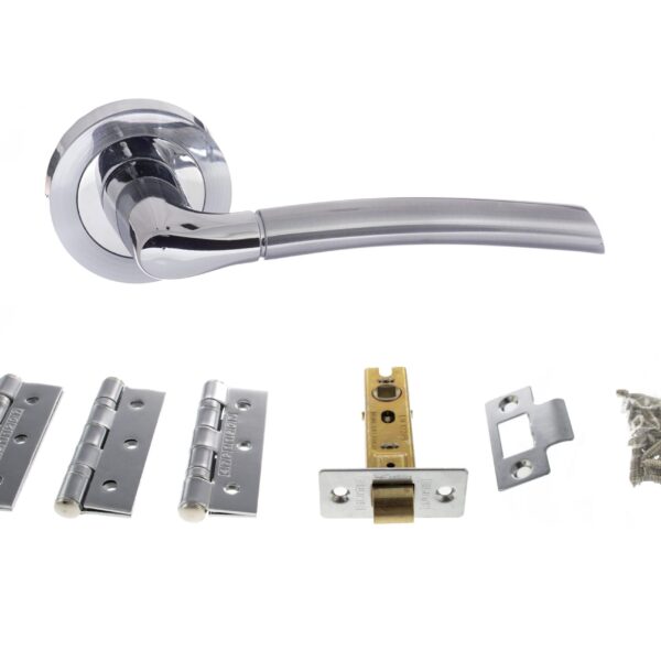 Atlantic Indiana Door Pack Bundle (2.5" Latch, 3"x2" Hingesx3) - Satin Chrome/Polished Chrome